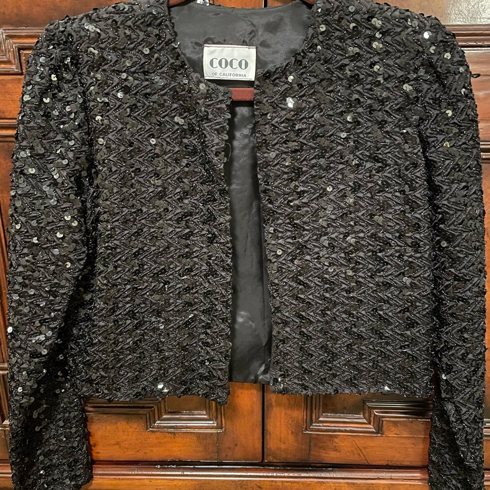 Black Sequin Bolero Jacket